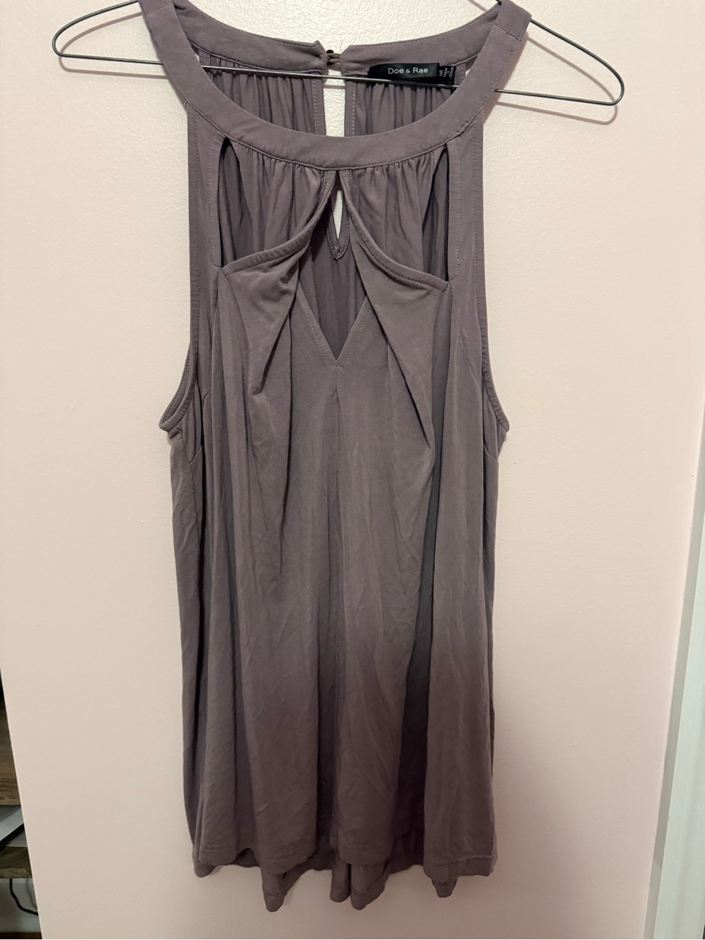 Doe & Rae Brown Tie-Front Sleeveless Tank Top